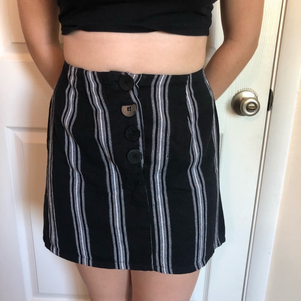 Black shirt with white stripes